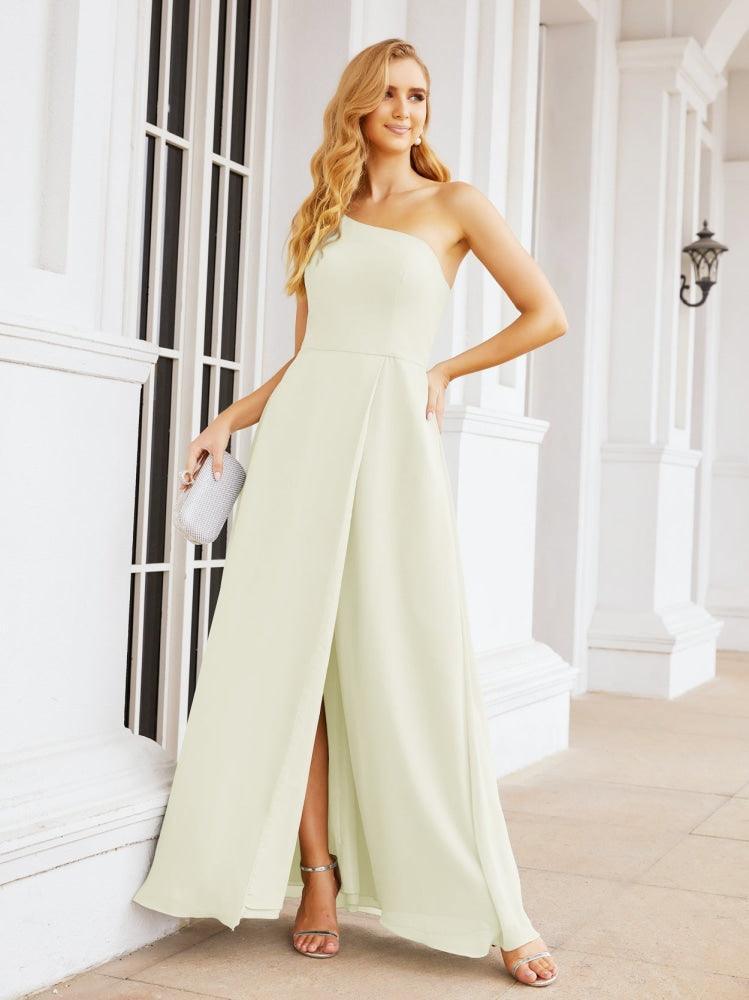 Numbersea Women's One Shoulder Formal Prom Gowns for Mother of The Bride Side Slit Bridesmaid Dresses 28052-numbersea