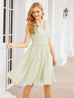 Numbersea Homecoming Dresses Knee Length Skirt V Back 28062 Ivory