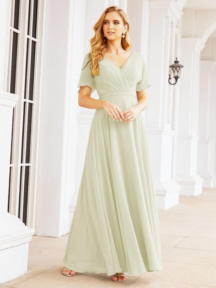 Numbersea Formal Prom Gowns for Mother of The Bride Short Sleeves Bridesmaid Dress 28049-numbersea