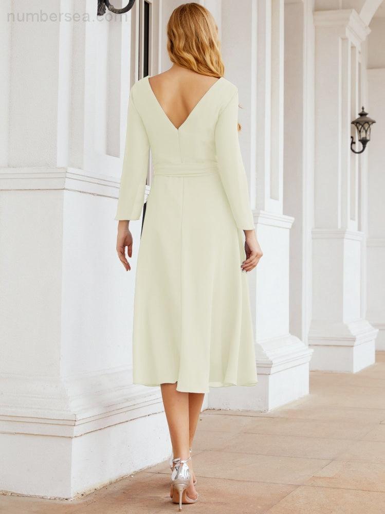 Bridesmaid Dress V-Back Waist Belt Mother of the Bride Wedding Guest 28031-numbersea