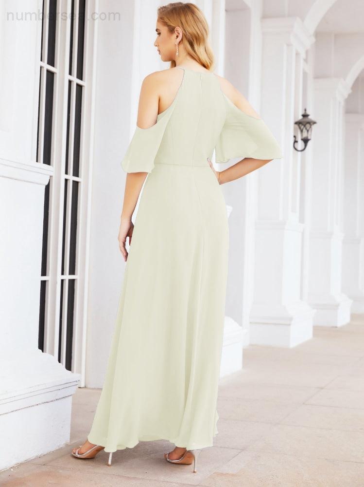 Numbersea Cold Shoulder Bridesmaid Dresses A-Line Long Formal Evening Gowns 28074-numbersea