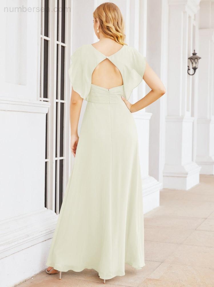 Numbersea Bridesmaid Dresses Cape Formal Prom Dress Open Back Gowns for Mother of The Bride 28058-numbersea