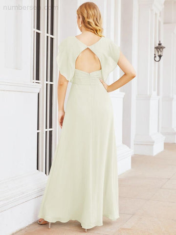 Numbersea Bridesmaid Dresses Cape Formal Prom Dress Open Back Gowns for Mother of The Bride 28058-numbersea