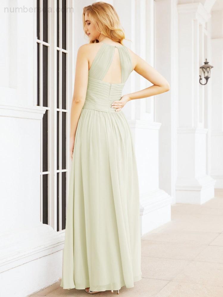 Numbersea Sleeveless Bridesmaid Dresses Long Prom Gown Zipper with Keyhole Back 28056-numbersea