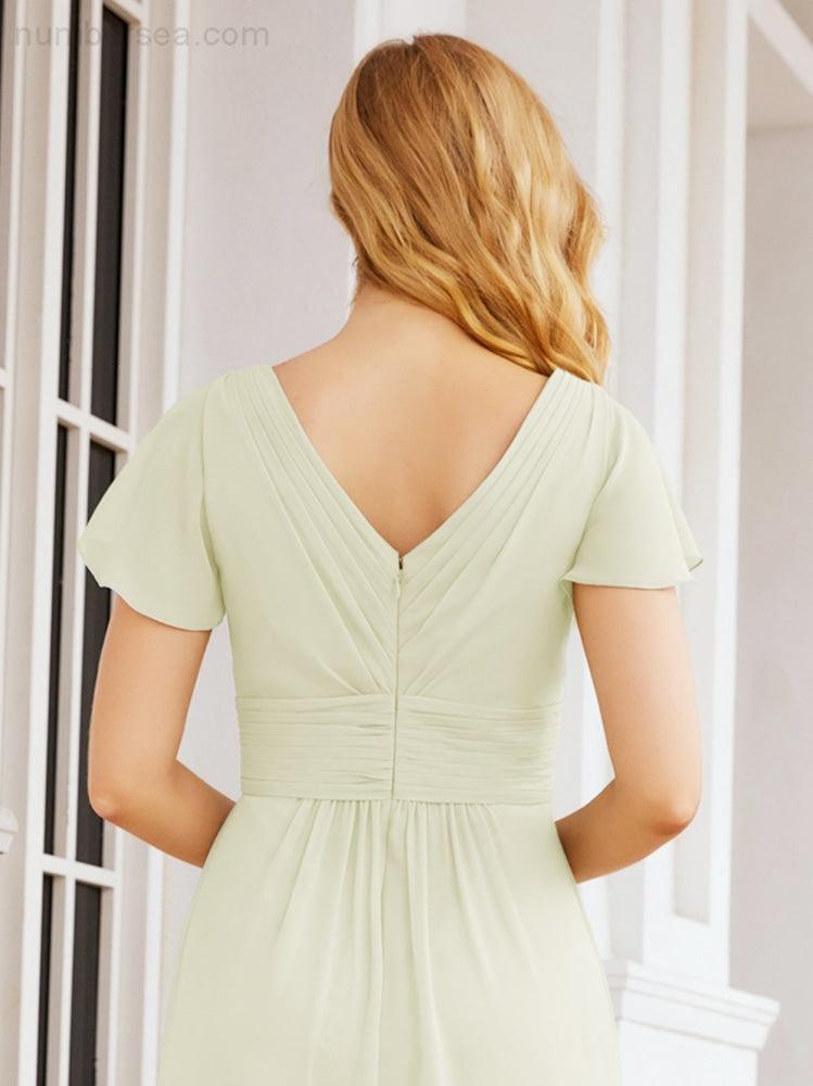 Numbersea Formal Prom Gowns for Mother of The Bride Cap Sleeves Bridesmaid Dress 28047-numbersea