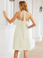 Numbersea Neckholder-Brautjungfernkleid aus Chiffon, kurz, ärmellos, formelles Partykleid, offener Rücken, 28023