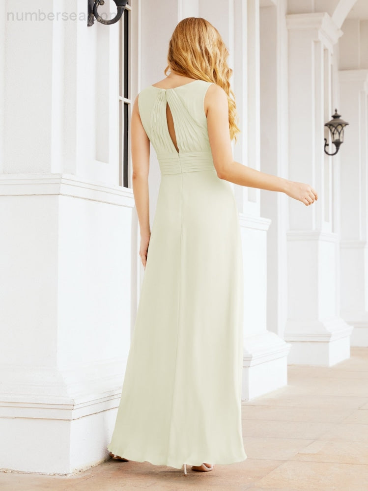 Formal Prom Gown Elegant V-Neck Sleeveless Bridesmaid Dresses for Wedding Party 28037-numbersea
