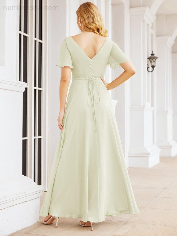 Numbersea Formal Prom Gowns for Mother of The Bride Short Sleeves Bridesmaid Dress 28049-numbersea