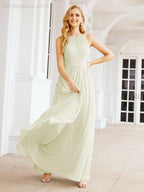 Numbersea Sleeveless Bridesmaid Dresses Long Prom Gown Zipper with Keyhole Back 28056-numbersea