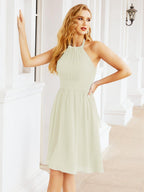 Numbersea Neckholder-Brautjungfernkleid aus Chiffon, kurz, ärmellos, formelles Partykleid, offener Rücken, 28023