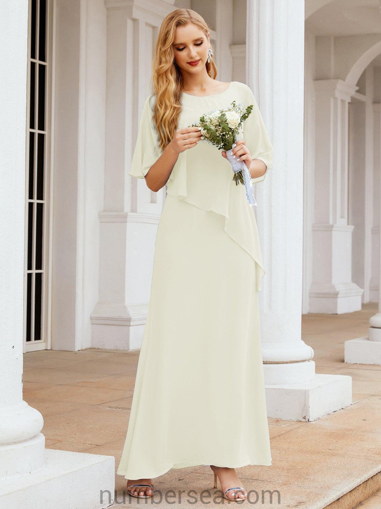 Numbersea Formal Party Gown Dress Long Chiffon Mother Of The Bride Dresses With Ruffle Cape 28026