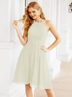 Numbersea Neckholder-Brautjungfernkleid aus Chiffon, kurz, ärmellos, formelles Partykleid, offener Rücken, 28023