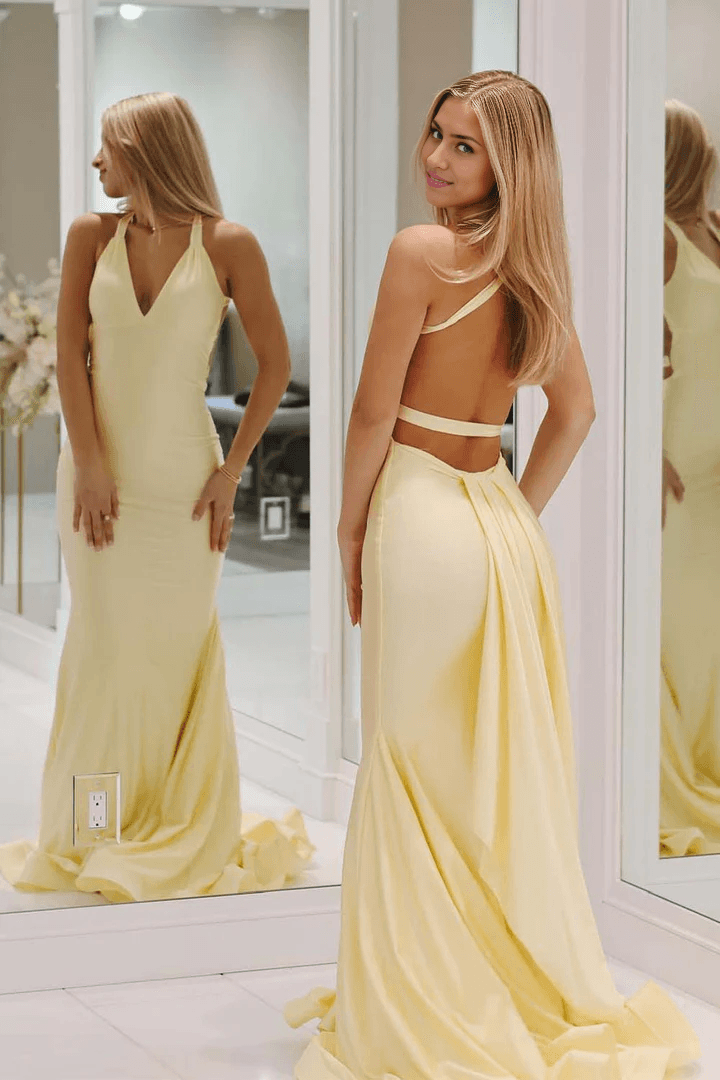 NumberSea-Prom Dress Unique Open Back Bandage Gown