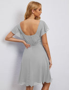 Numbersea Chiffon Bridesmaid Dress V Neck Short Cocktail Gowns For Juniors Homecoming Dresses 28077