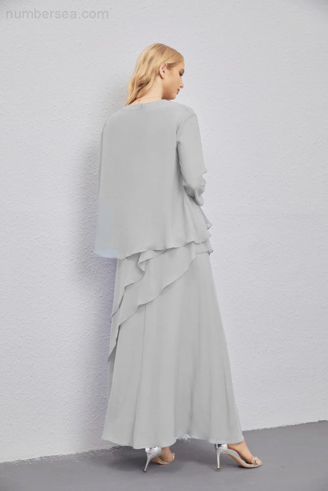 Mother of Bride Dresses with Open Front Lightweight Cardigan Formal Prom Gown 28081-numbersea
