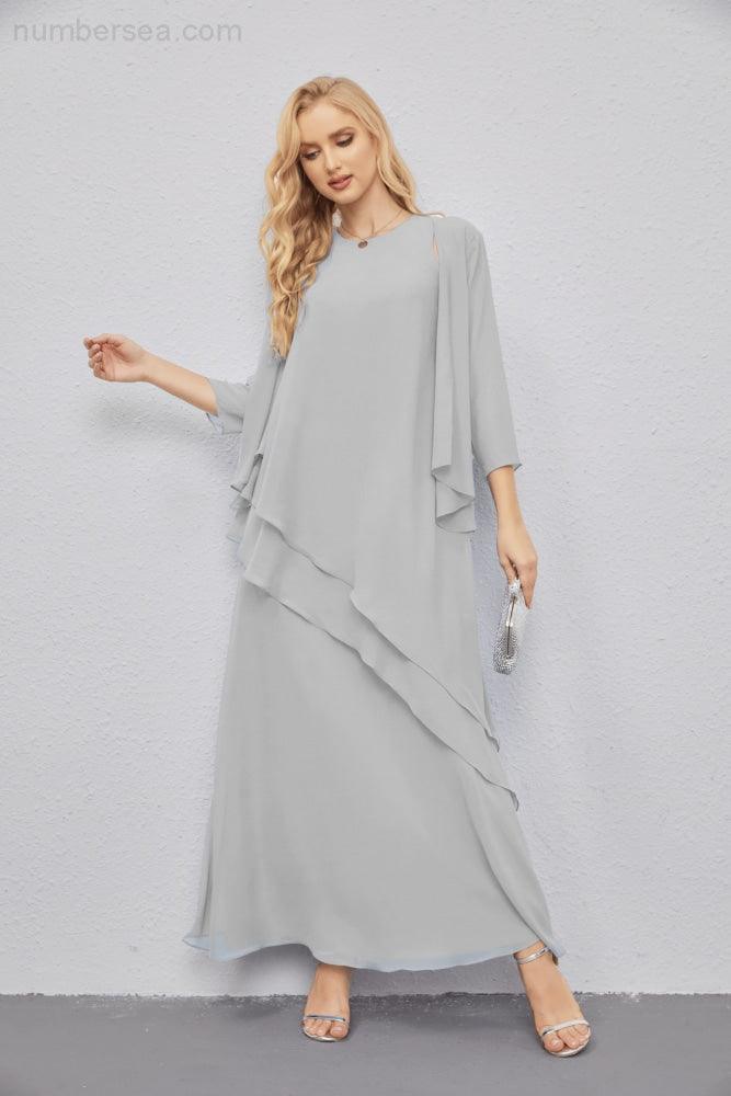 Mother of Bride Dresses with Open Front Lightweight Cardigan Formal Prom Gown 28081-numbersea