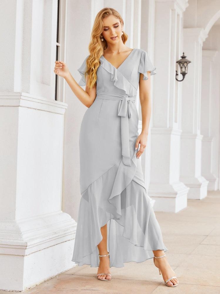 Numbersea Ruffled Bridesmaid Dresses Mermaid Formal Violin Evening Party Prom Gowns 28042-numbersea