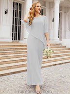Numbersea Formal Party Gown Dress Long Chiffon Mother Of The Bride Dresses With Ruffle Cape 28026