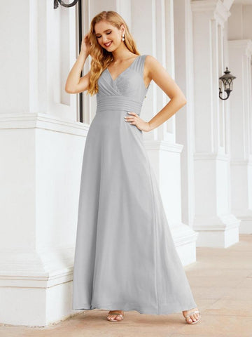 Formal Prom Gown Elegant V-Neck Sleeveless Bridesmaid Dresses for Wedding Party 28037-numbersea