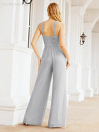 Numbersea Crisscross Neck Jumpsuit Formal Evening Dress Long Bridesmaid Dresses Bell-bottomed Pants 28033-numbersea
