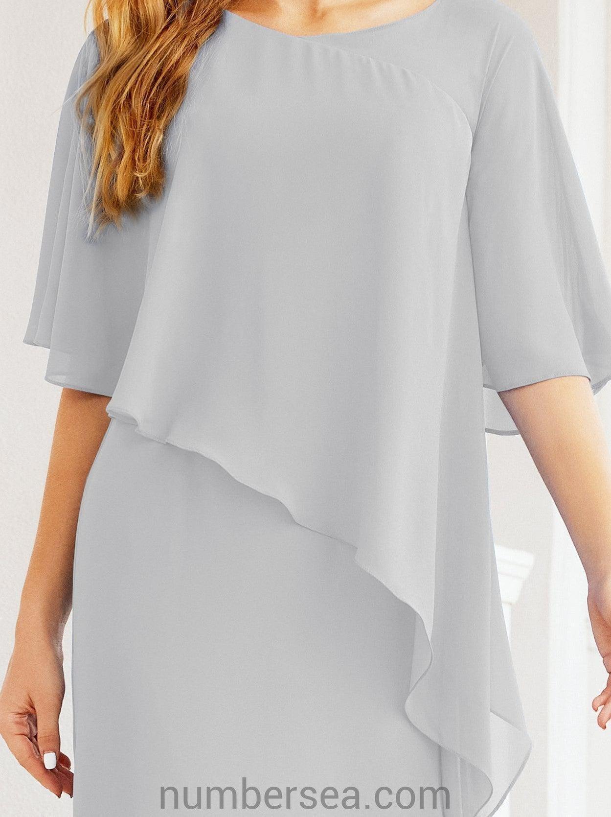 Numbersea Formal Party Gown Dress Long Chiffon Mother Of The Bride Dresses With Ruffle Cape 28026