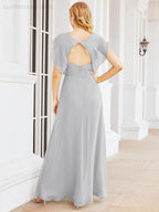 Numbersea Bridesmaid Dresses Cape Formal Prom Dress Open Back Gowns for Mother of The Bride 28058-numbersea
