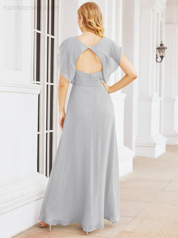 Numbersea Bridesmaid Dresses Cape Formal Prom Dress Open Back Gowns for Mother of The Bride 28058-numbersea
