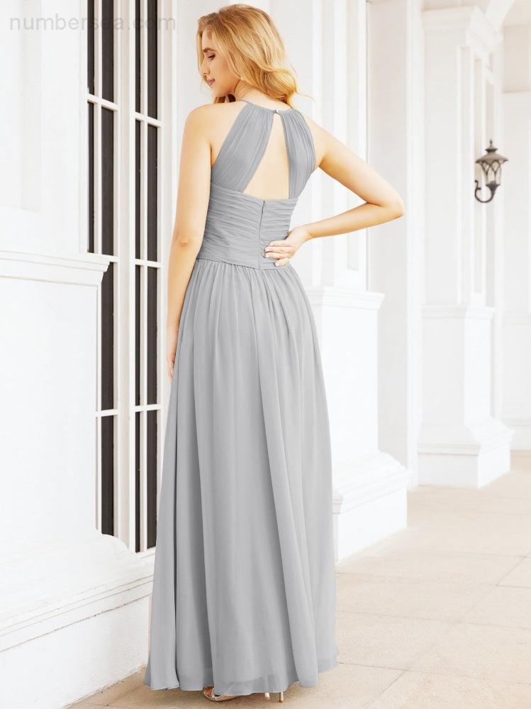 Numbersea Sleeveless Bridesmaid Dresses Long Prom Gown Zipper with Keyhole Back 28056-numbersea