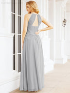 Numbersea Sleeveless Bridesmaid Dresses Long Prom Gown Zipper with Keyhole Back 28056-numbersea