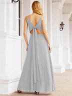 Numbersea Spaghetti Strap Bridesmaid Dresses V Neck Butterfly Back Fromal Evening Party Prom Gown 28036-numbersea