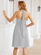 Numbersea Neckholder-Brautjungfernkleid aus Chiffon, kurz, ärmellos, formelles Partykleid, offener Rücken, 28023