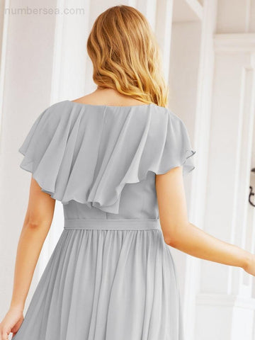 Bridesmaid Dresses with Flutter Sleeves Formal Evening Party Prom Gowns 28044-numbersea