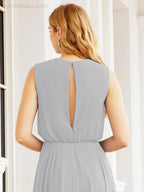 Numbersea Sleeveless Long Bridesmaid Dress A line Formal Evening Prom Gown 28025-numbersea