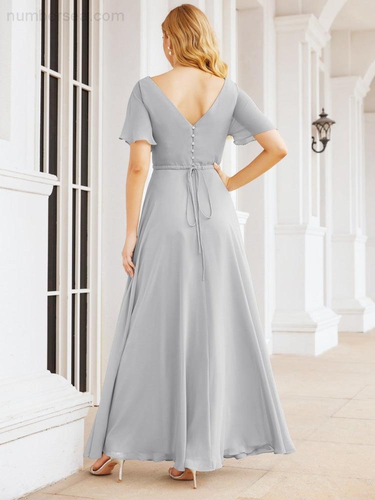 Numbersea Formal Prom Gowns for Mother of The Bride Short Sleeves Bridesmaid Dress 28049-numbersea