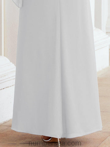 Numbersea Formal Party Gown Dress Long Chiffon Mother Of The Bride Dresses With Ruffle Cape 28026