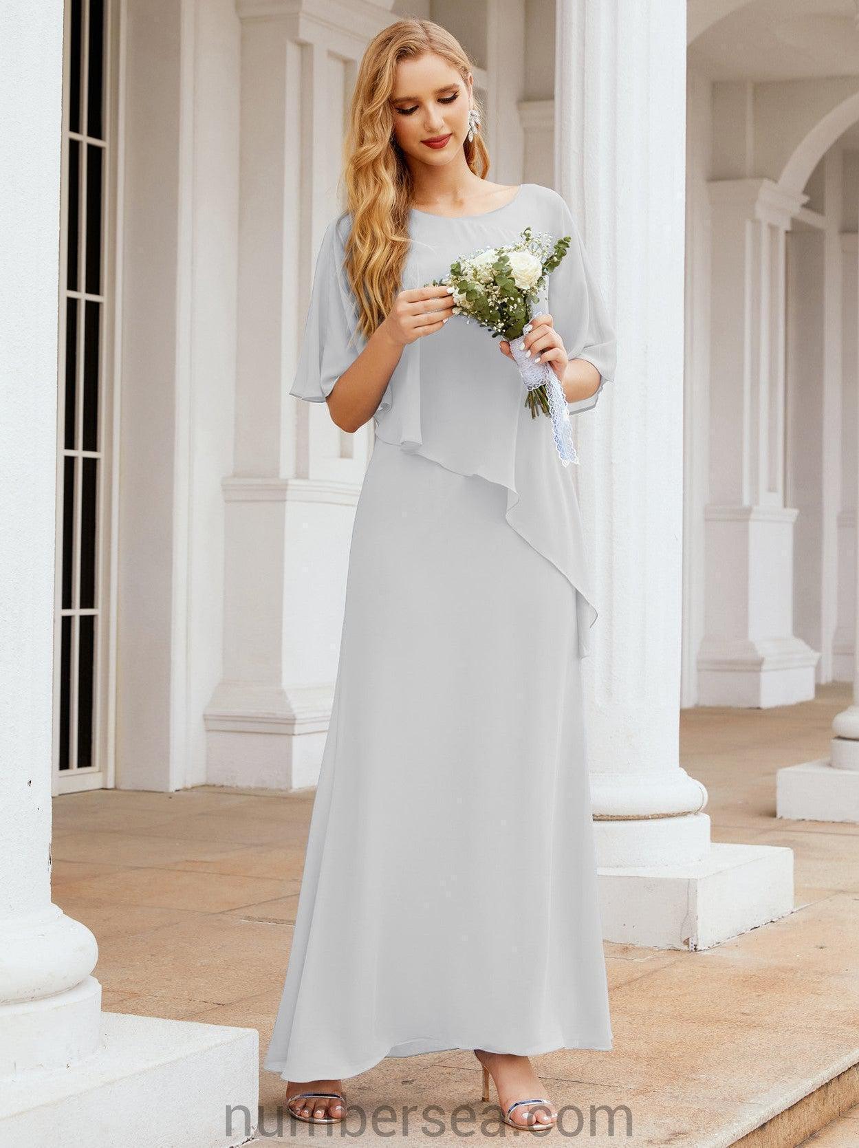 Numbersea Formal Party Gown Dress Long Chiffon Mother Of The Bride Dresses With Ruffle Cape 28026