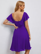 Numbersea Chiffon Bridesmaid Dress V Neck Short Cocktail Gowns For Juniors Homecoming Dresses 28077