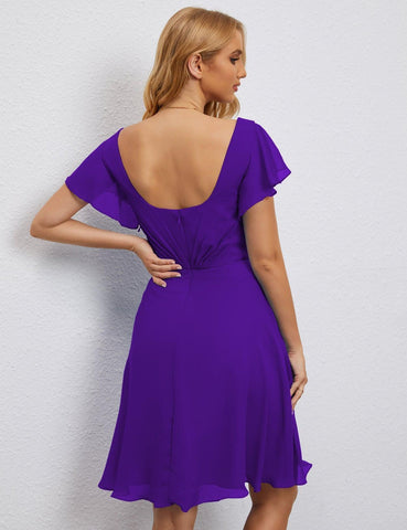 Numbersea Chiffon Bridesmaid Dress V Neck Short Cocktail Gowns For Juniors Homecoming Dresses 28077