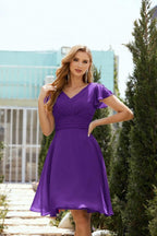 Neck Chiffon Bridesmaid Dresses Formal Cocktail Prom Gown Homecoming 28013 Indigo
