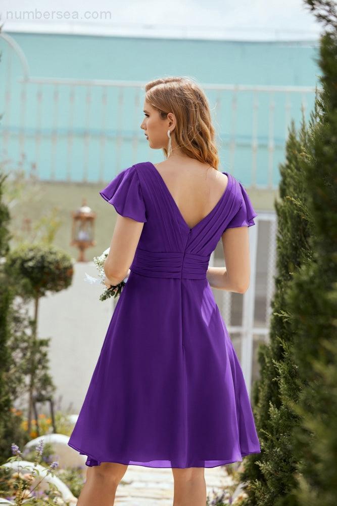 Neck Chiffon Bridesmaid Dresses Formal Cocktail Prom Gown Homecoming 28013