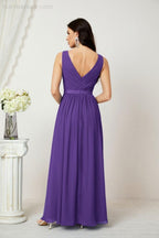 Women's Chiffon Long Bridesmaid Dresses A line Sleeveless Formal Prom Gown for Evening Party Homecoming Dresses 2808-numbersea
