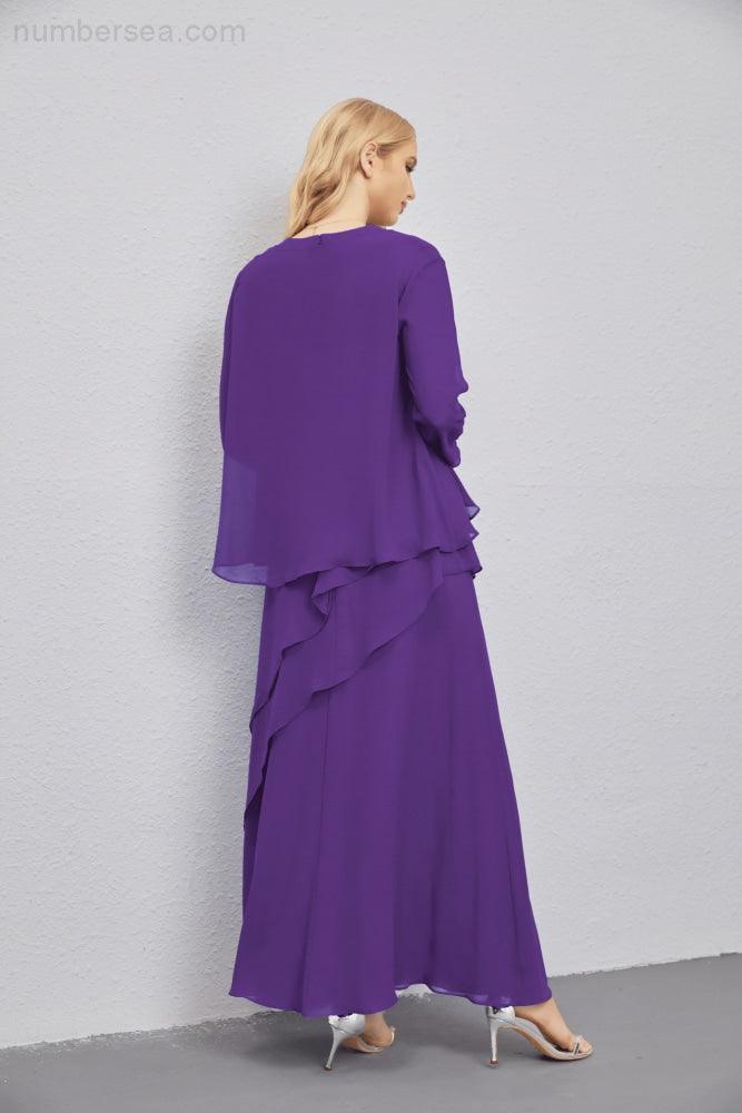 Mother of Bride Dresses with Open Front Lightweight Cardigan Formal Prom Gown 28081-numbersea