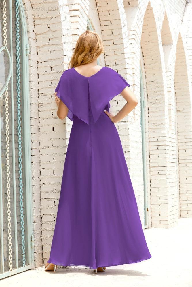 Numbersea Mother Of The Bride Dresses Plus Size V-Neck Floor Length Formal Prom Dress For Wedding
