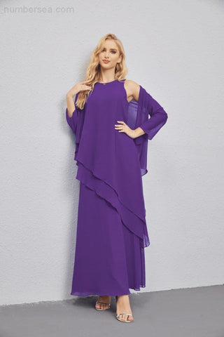 Mother of Bride Dresses with Open Front Lightweight Cardigan Formal Prom Gown 28081-numbersea