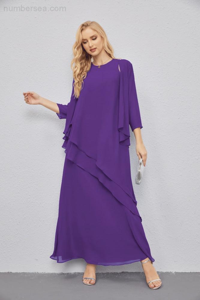 Mother of Bride Dresses with Open Front Lightweight Cardigan Formal Prom Gown 28081-numbersea