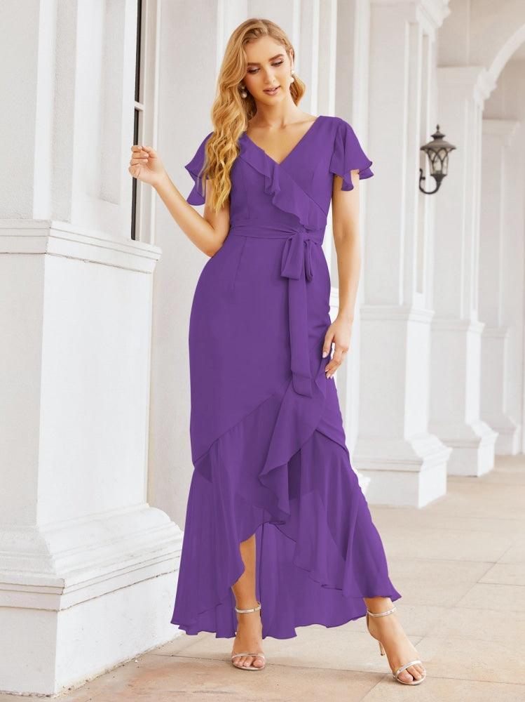 Numbersea Ruffled Bridesmaid Dresses Mermaid Formal Violin Evening Party Prom Gowns 28042-numbersea