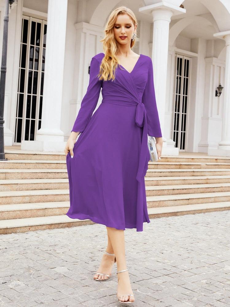 Bridesmaid Dress V-Back Waist Belt Mother of the Bride Wedding Guest 28031-numbersea