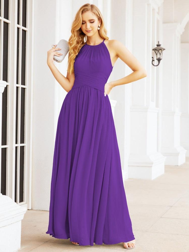 Numbersea Sleeveless Bridesmaid Dresses Long Prom Gown Zipper with Keyhole Back 28056-numbersea