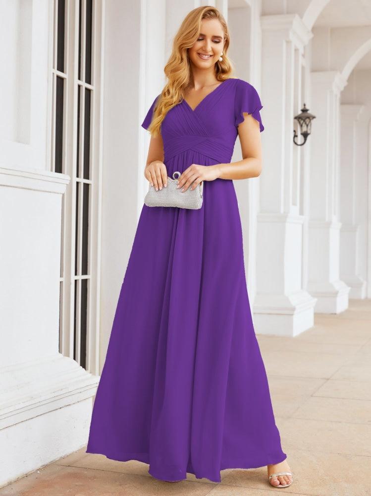 Numbersea Formal Prom Gowns for Mother of The Bride Cap Sleeves Bridesmaid Dress 28047-numbersea