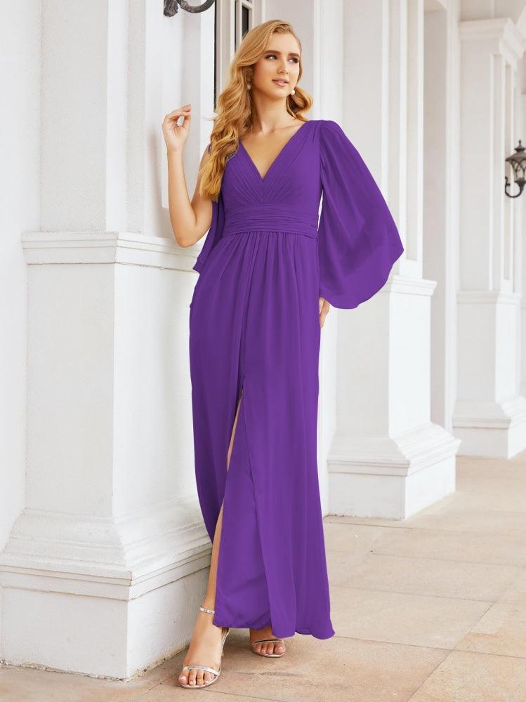 Numbersea Bridesmaid Dresses with Split for Wedding Party Flutter Sleeves 28045-numbersea